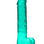 9"" / 25 cm Realistic Dildo With Balls - Turquoise