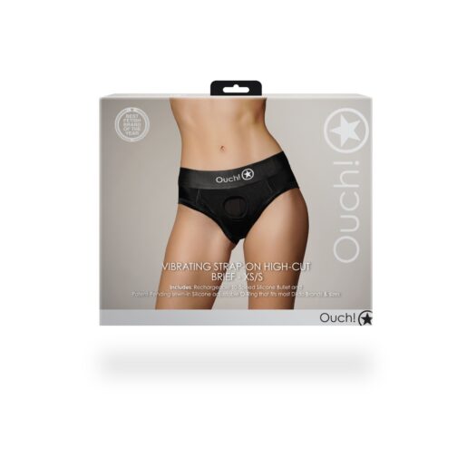 vibrating strap on high cut brief xs s