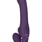 Strap-on bez uprzęży z wibracją i powietrznym stymulatorem - Ai - Purple